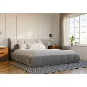 Chameo Polsterbett, Hellgrau, Holz, Metall, Birke, Schichtholz, 140x200 cm, Bettkasten, gepolstertes Kopfteil, in verschiedenen Größen erhältlich, Schlafzimmer, Betten, Polsterbetten