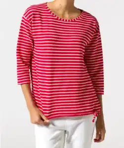 Shirt mit Streifenstruktur, rot/weiß