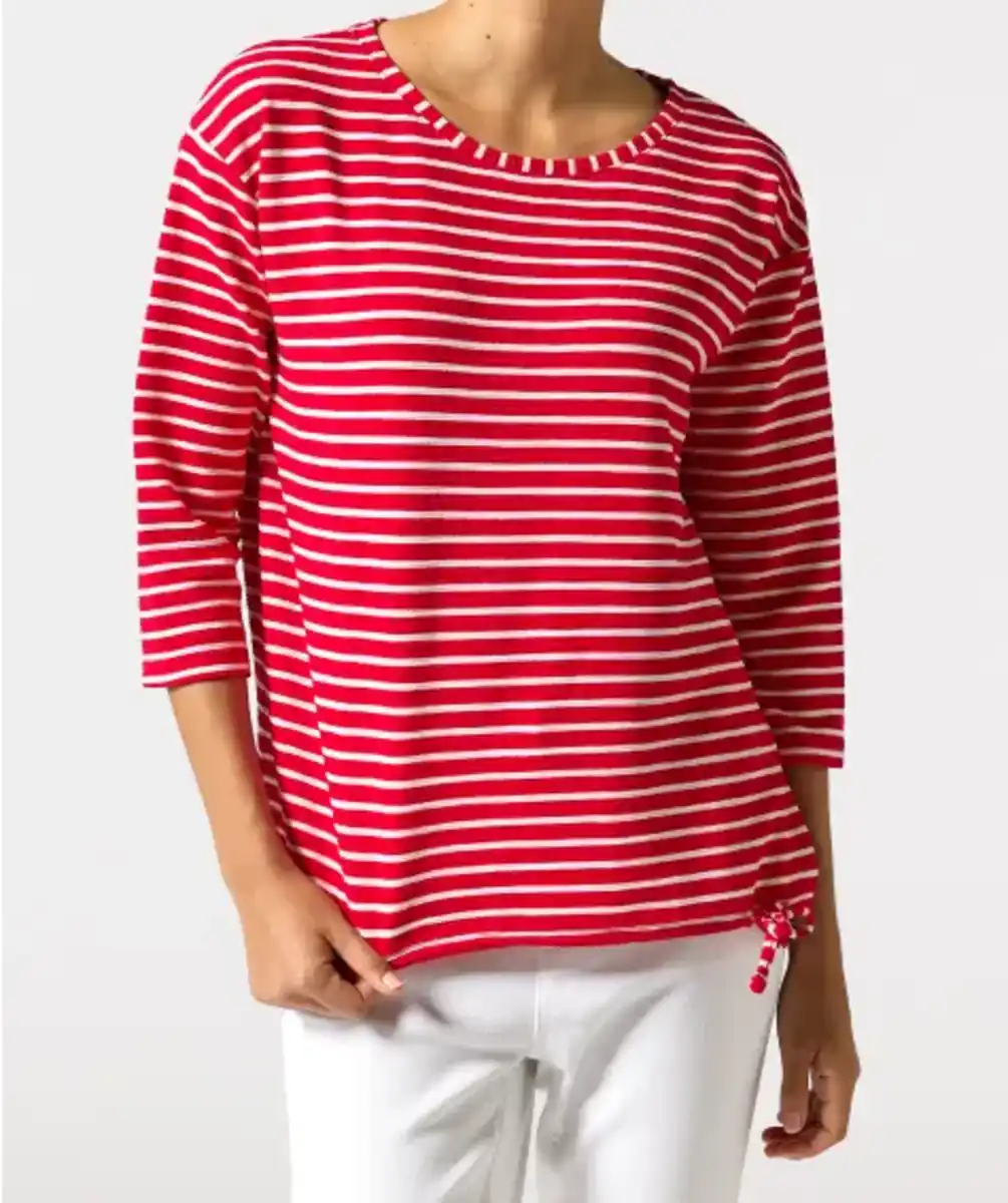 Bild 1 von Shirt mit Streifenstruktur, rot/weiß