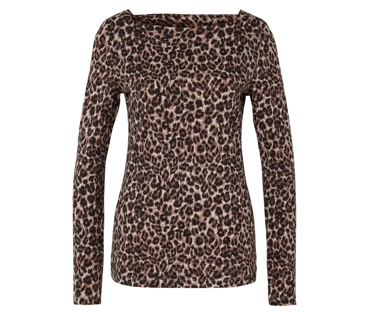 Bild 1 von Langarmshirt, beige mit braun-schwarzem Leo-Alloverprint