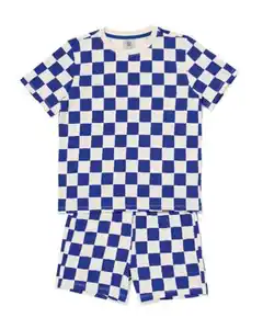 Kinder-Kurzpyjama Farbkontrast blau