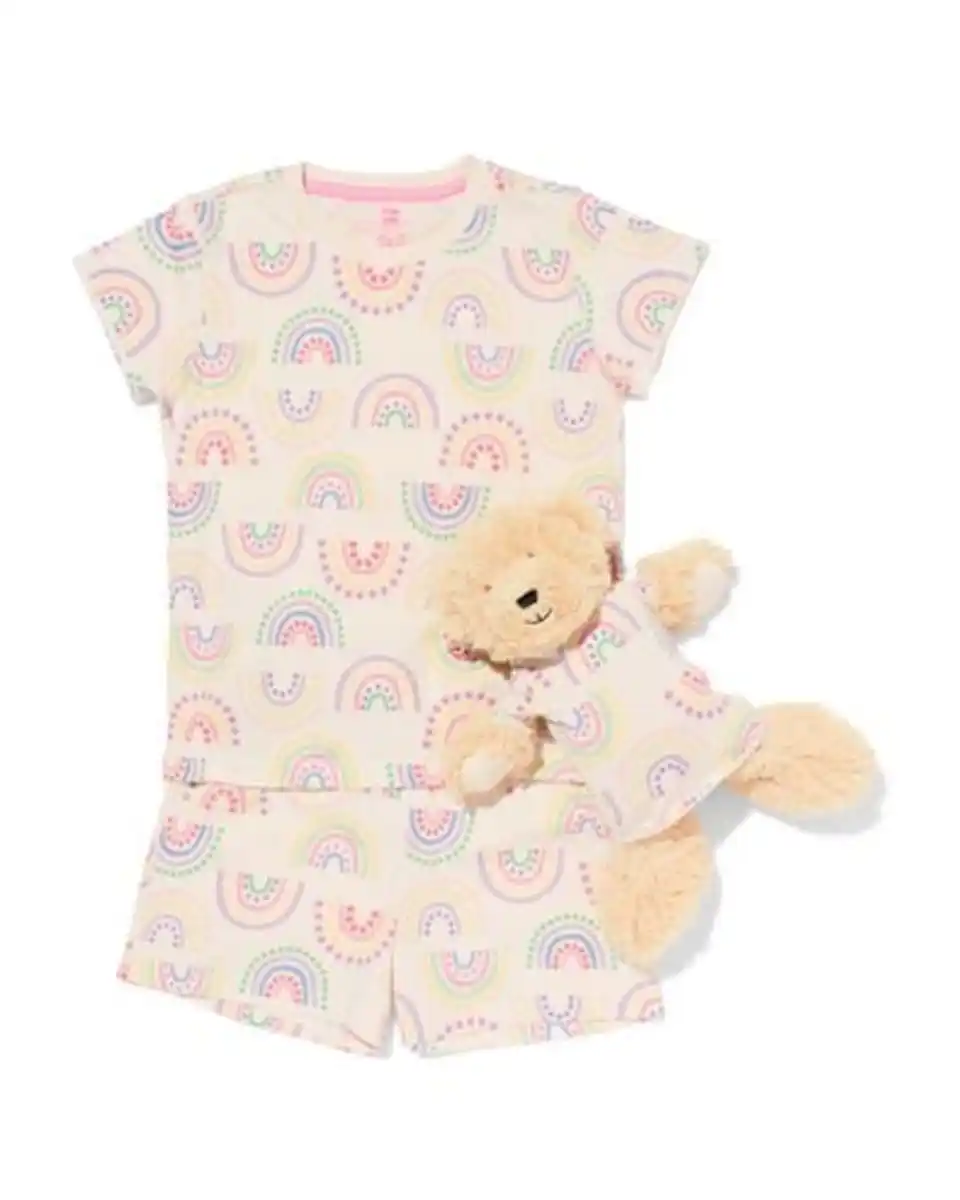 Bild 4 von Kinder-Kurzpyjama Regenbogen mit Puppenpyjama bunt