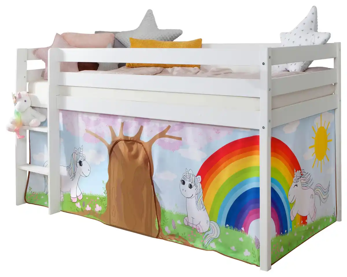 Bild 1 von Hochbett Holz Malte ca. 90x200 cm Weiß Einhorn, Weiß