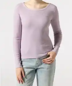 Langarmshirt mit Stickerei, flieder