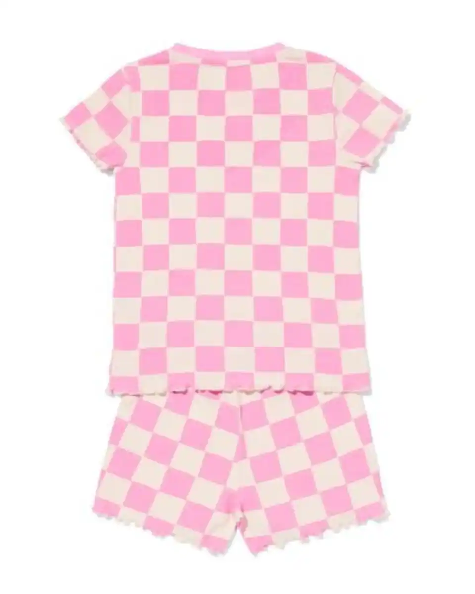 Bild 4 von Kinder-Kurzpyjama, gerippt, Karomuster rosa
