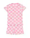 Bild 1 von Kinder-Kurzpyjama, gerippt, Karomuster rosa