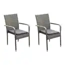 Bild 1 von Gardenson Gartensessel-Set Barcelona, Grau, Metall, Kunststoff, Füllung: Polyurethan (Pur), Rundrohr, 56x92x60.5 cm, Gartenmöbel, Gartenstühle, Gartenstühle