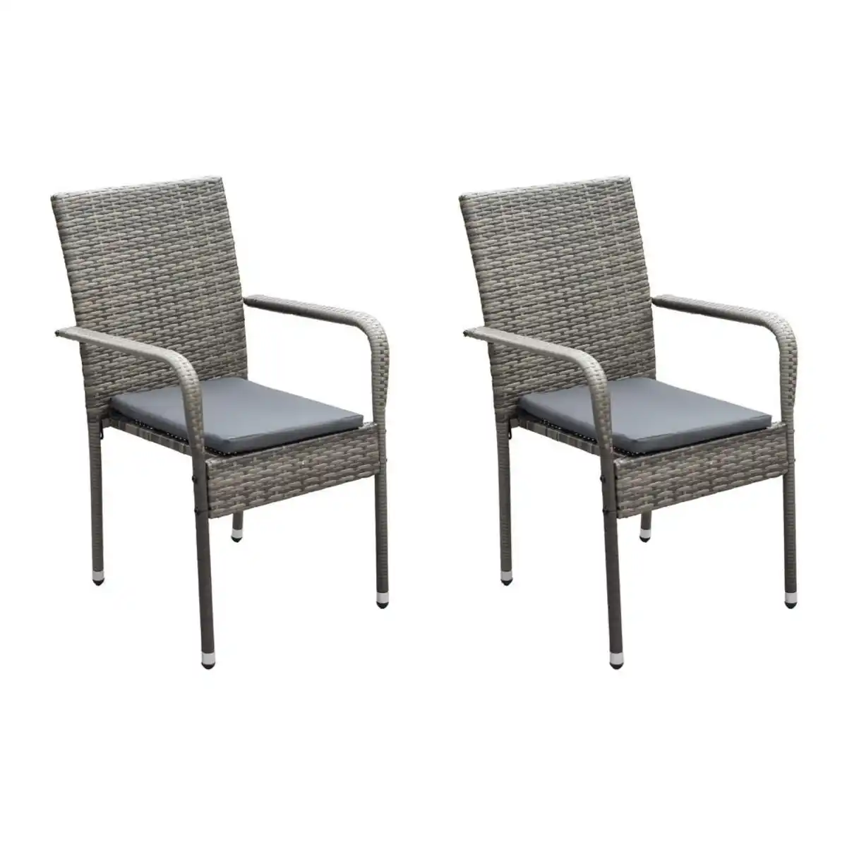 Bild 1 von Gardenson Gartensessel-Set Barcelona, Grau, Metall, Kunststoff, Füllung: Polyurethan (Pur), Rundrohr, 56x92x60.5 cm, Gartenmöbel, Gartenstühle, Gartenstühle