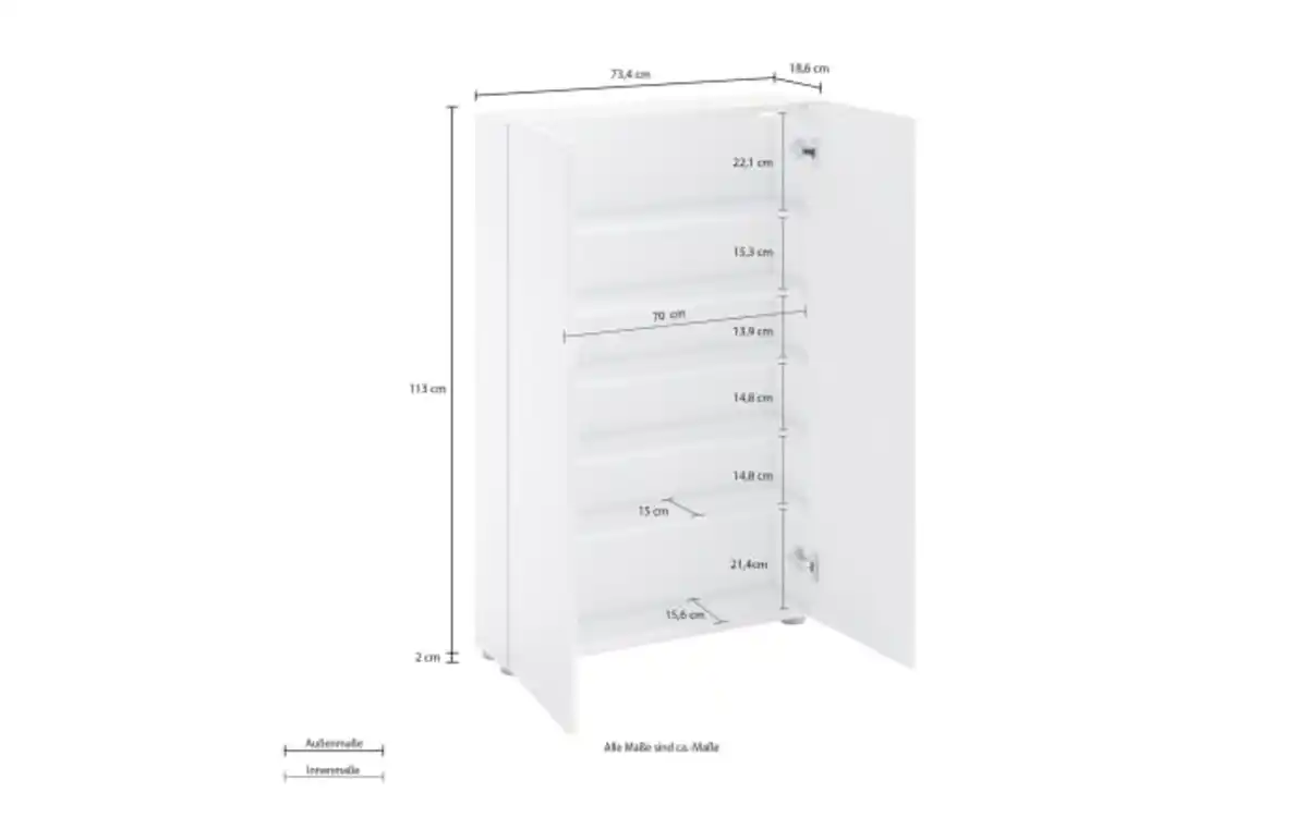 Bild 4 von Kitaly - Schuhschrank Spazio, weiß, 74 x 115 cm