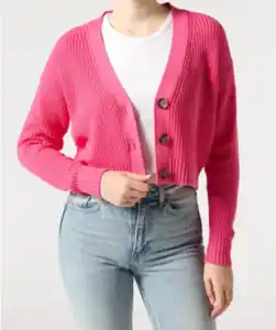 Strickjacke mit V-Ausschnitt, pink