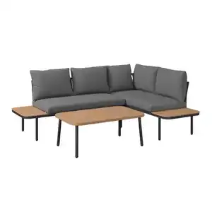Ambia Garden Loungegarnitur, Natur, Dunkelgrau, Metall, Textil, 3-teilig, Füllung: Schaumstoff,Polyester,Polyester, L-Form, 204x150 cm, Loungemöbel, Gartenlounge-Sets