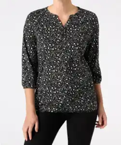 Shirt mit Y-Ausschnitt, schwarz/weiß