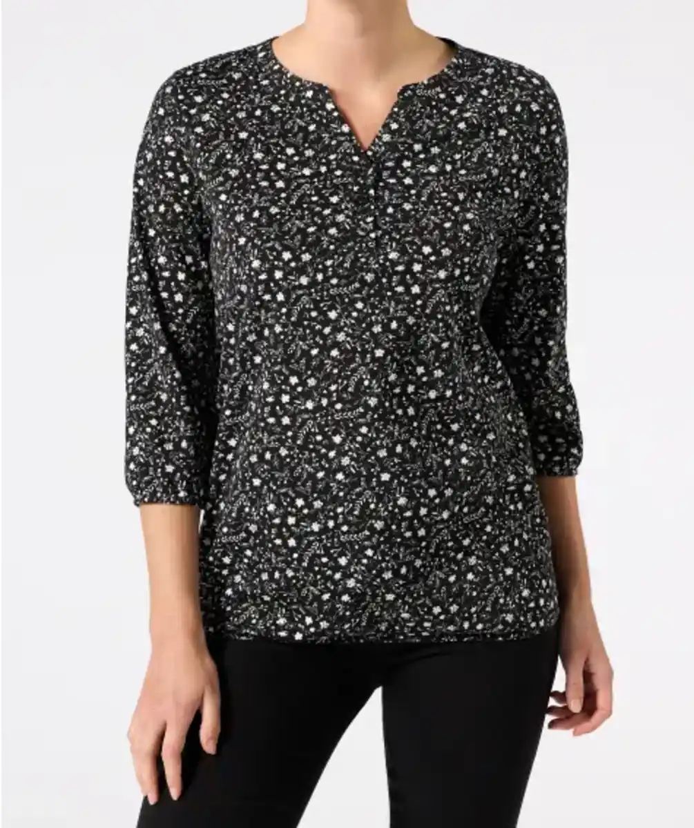 Bild 1 von Shirt mit Y-Ausschnitt, schwarz/weiß