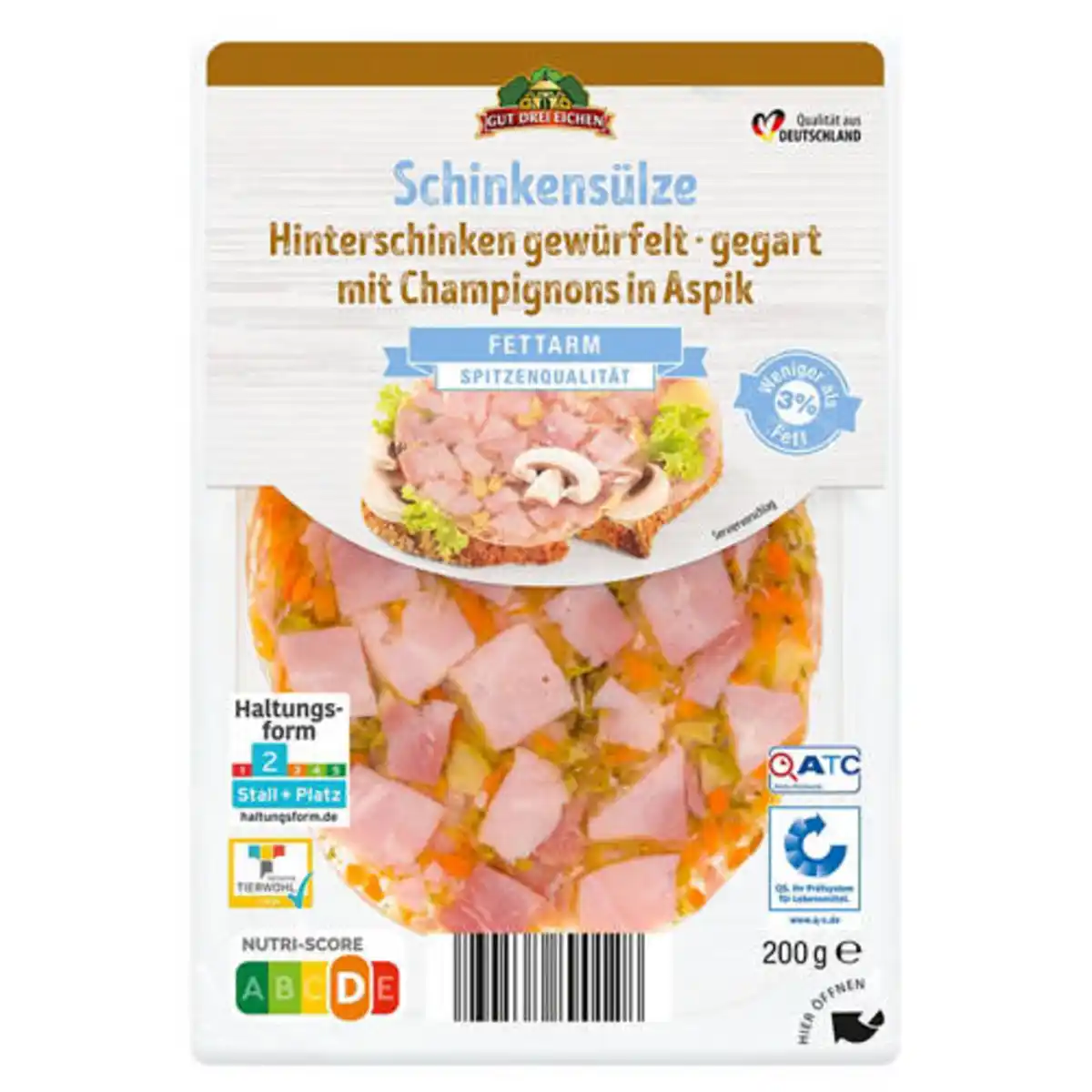 Bild 1 von GUT DREI EICHEN Aspik-Aufschnitt 200 g, Schinkensülze mit Champignons