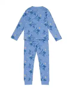 Kinderpyjama gerippt, Palmmuster blau