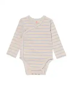 Mitwachsender Newborn-Wickelstrampler, Streifen ecru