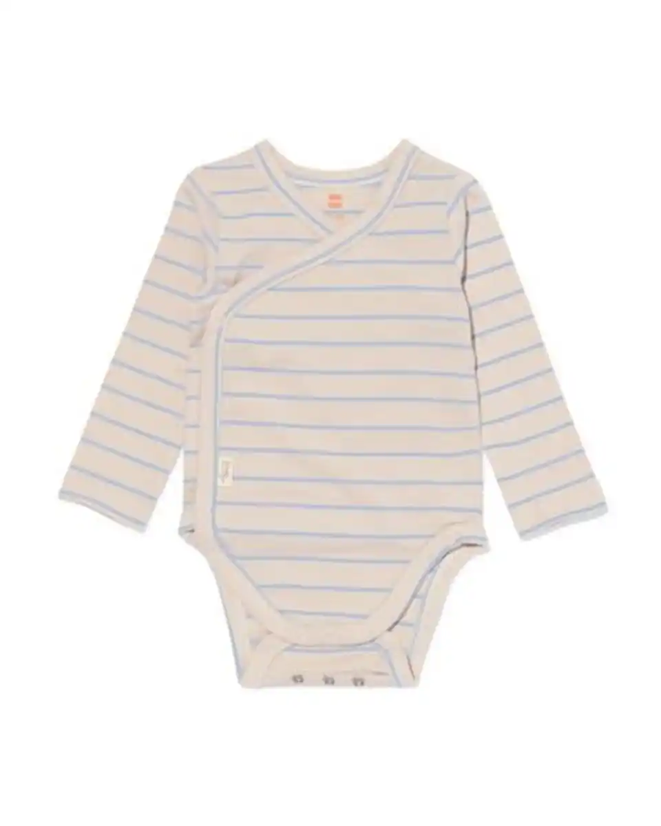 Bild 1 von Mitwachsender Newborn-Wickelstrampler, Streifen ecru