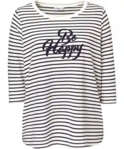 Sweatshirt mit Flockdruck, weiß/dunkelblau