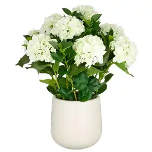 Kunstpflanze Hortensien Creme ca. 75cm, Grün