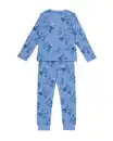 Bild 2 von Kinderpyjama gerippt, Palmmuster blau