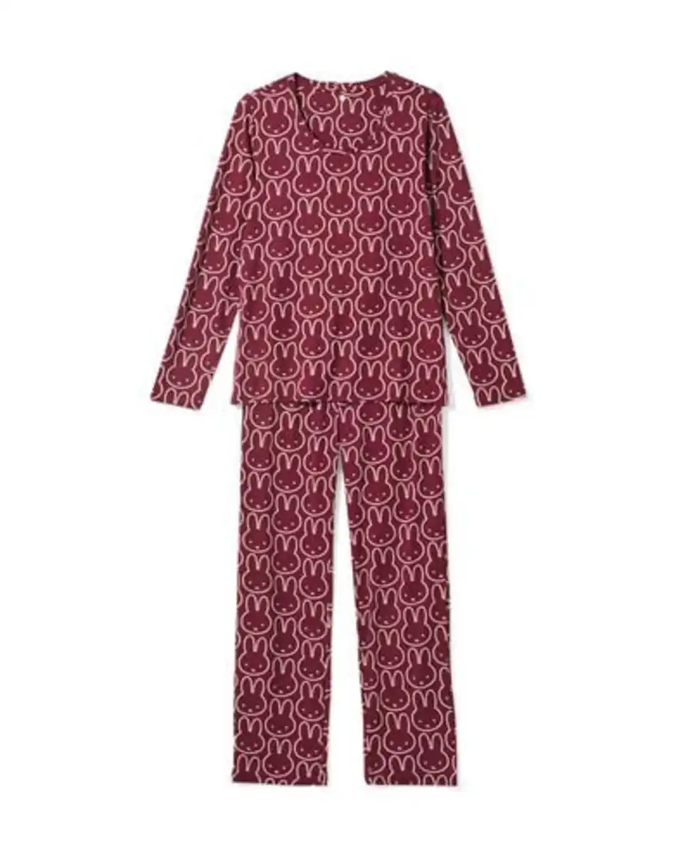 Bild 2 von Miffy Damenpyjama aus Mikrofaser bordeauxrot