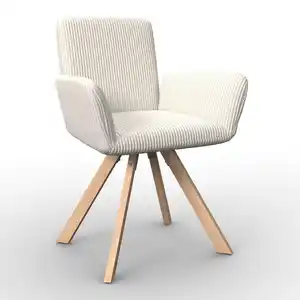 Armlehnstuhl Mairo Creme Cord Gepolstert, Creme