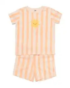 Baby-Kurz-Pyjama mit Streifen pfirsich