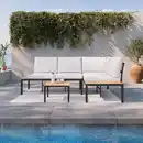 Bild 1 von LoungegarniturSet Arianna Weiß Outdoorstoff/Metall +Abdeckung, Creme