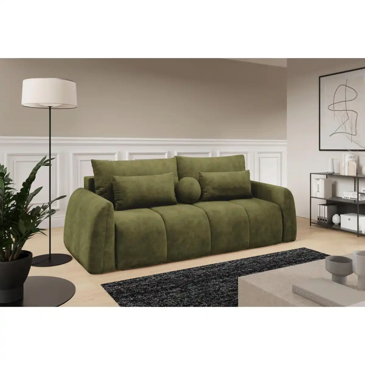 Bild 1 von Livetastic Schlafsofa Geronimo, Olivgrün, Textil, 3-Sitzer, Füllung: Polyurethan (Pur), Silikon,Polyurethan (Pur), Silikon,Polyurethan (Pur), Silikon, 252x93x167 cm, Made in EU, Wohnzimmer, Sofas &