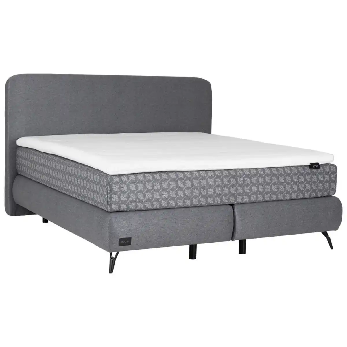 Bild 1 von Joop! Boxspringbett, Grau, Hellgrau, Textil, Blume, H3, 7-Zonen, Höhe ca. 24 cm, 200x200 cm, Goldenes M, Made in EU, Matratze, gepolstertes Kopfteil, Federkernmatratze, Partnermatratze mit durchgehe