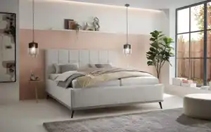 Polsterbett Stamford, grau, inkl. Sockelbeleuchtung