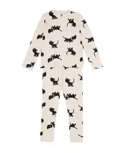 Takkie-und-Siepie-Kinderpyjama, gerippt eierschalenfarben