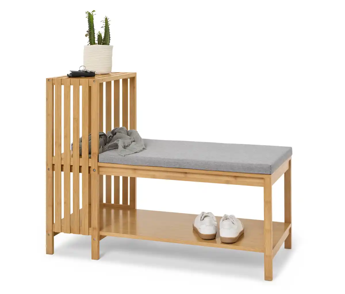 Bild 1 von Sitzbank mit Schuhfach und Ablage in Lamellenoptik