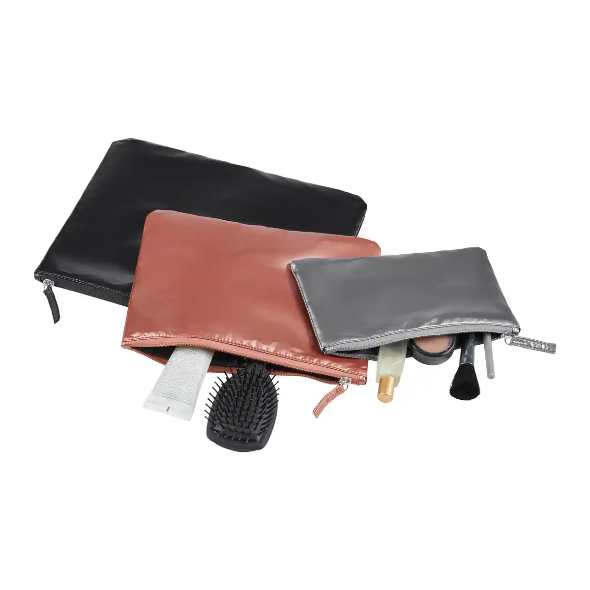 Bild 1 von Kosmetiktaschenset Aleksandra 3-teilig, Schwarz, Silberfarben, Roségold