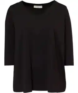 Shirt mit V-Ausschnitt, schwarz