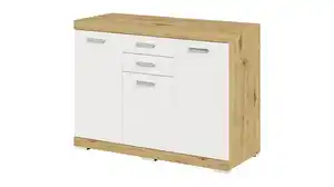 Kommode weiß Artisan Eiche 120 x 50 cm - 2 Schubladen - BRISTOL