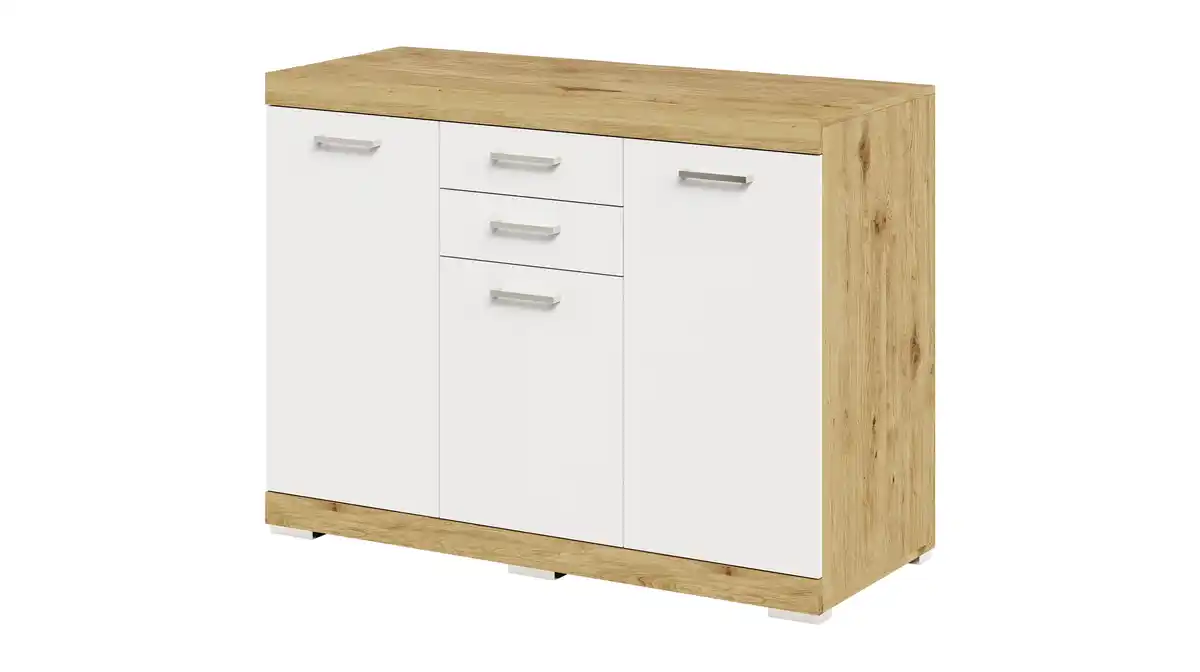 Bild 1 von Kommode weiß Artisan Eiche 120 x 50 cm - 2 Schubladen - BRISTOL