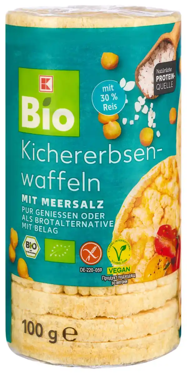 Bild 1 von K-BIO Bio-Kichererbsenwaffeln, 100-g-Packg.