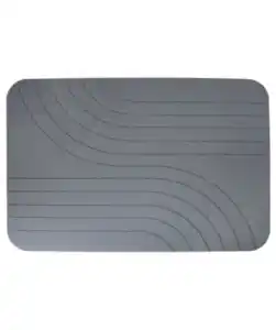 Stein-Badematte mit Streifenmuster, grau