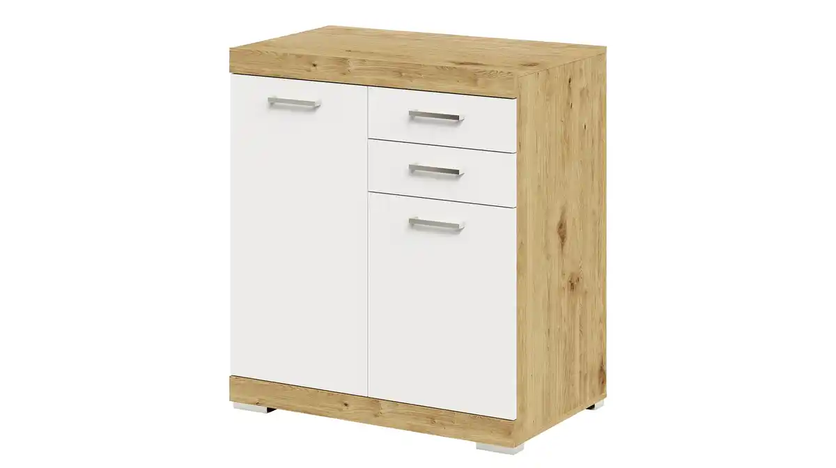 Bild 1 von Kommode weiß Artisan Eiche 80 x 50 cm - 2 Schubladen - BRISTOL