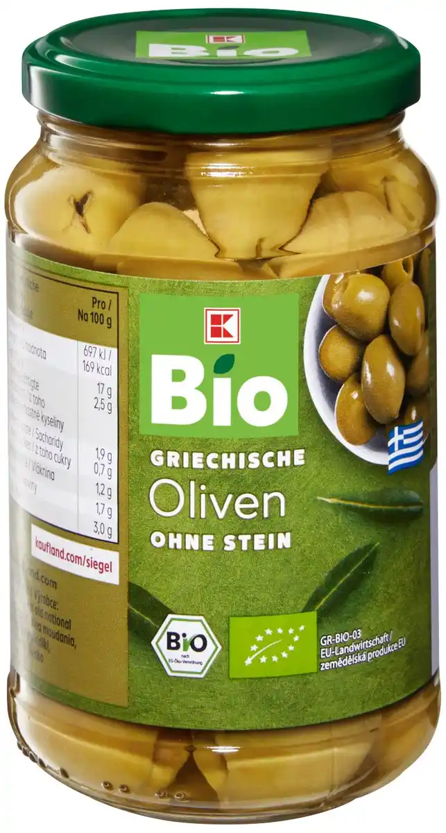 Bild 1 von K-BIO Grüne Bio-Oliven, 350-g-Glas