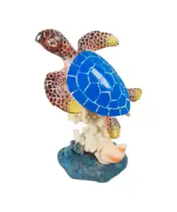 Deko-Schildkröte mit Koralle, blau