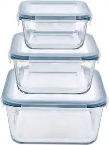 SILVERCREST® Glasfrischhaltedosen-Set quadratisch, 3-teilig