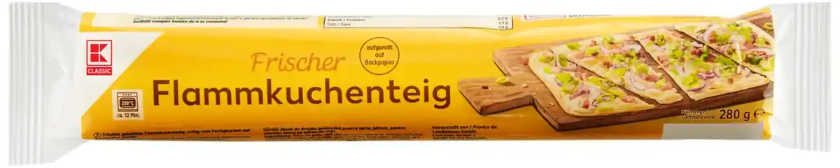 Bild 1 von K-CLASSIC Frischer Flammkuchenteig, 280-g-Packg.
