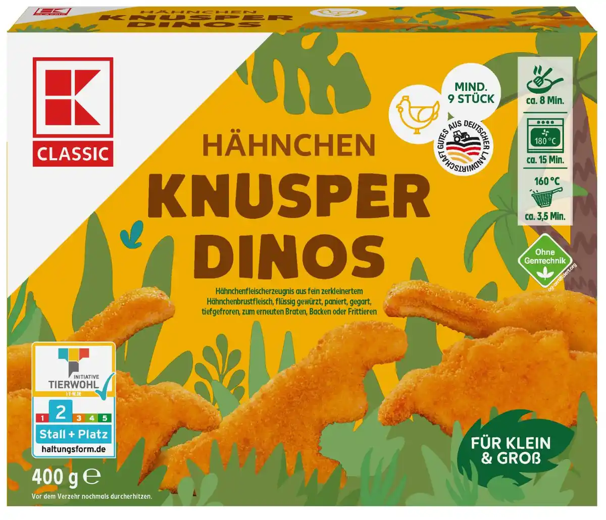 Bild 1 von K-CLASSIC Hähnchen-Knusperdinos, 400-g-Packg.