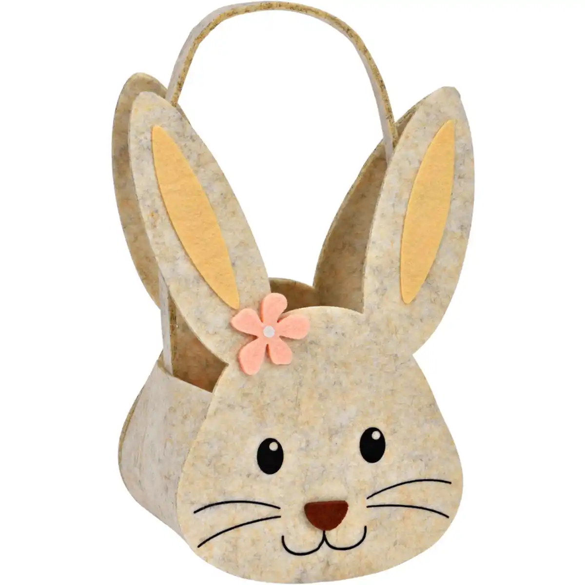 Bild 1 von Osterkorb "Hasenkopf" Filz beige mit Henkel 13x9x22 cm