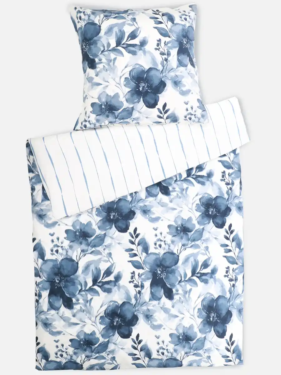 Bild 1 von Satinbettwäsche "Aqua blue" 155x220cm Blau