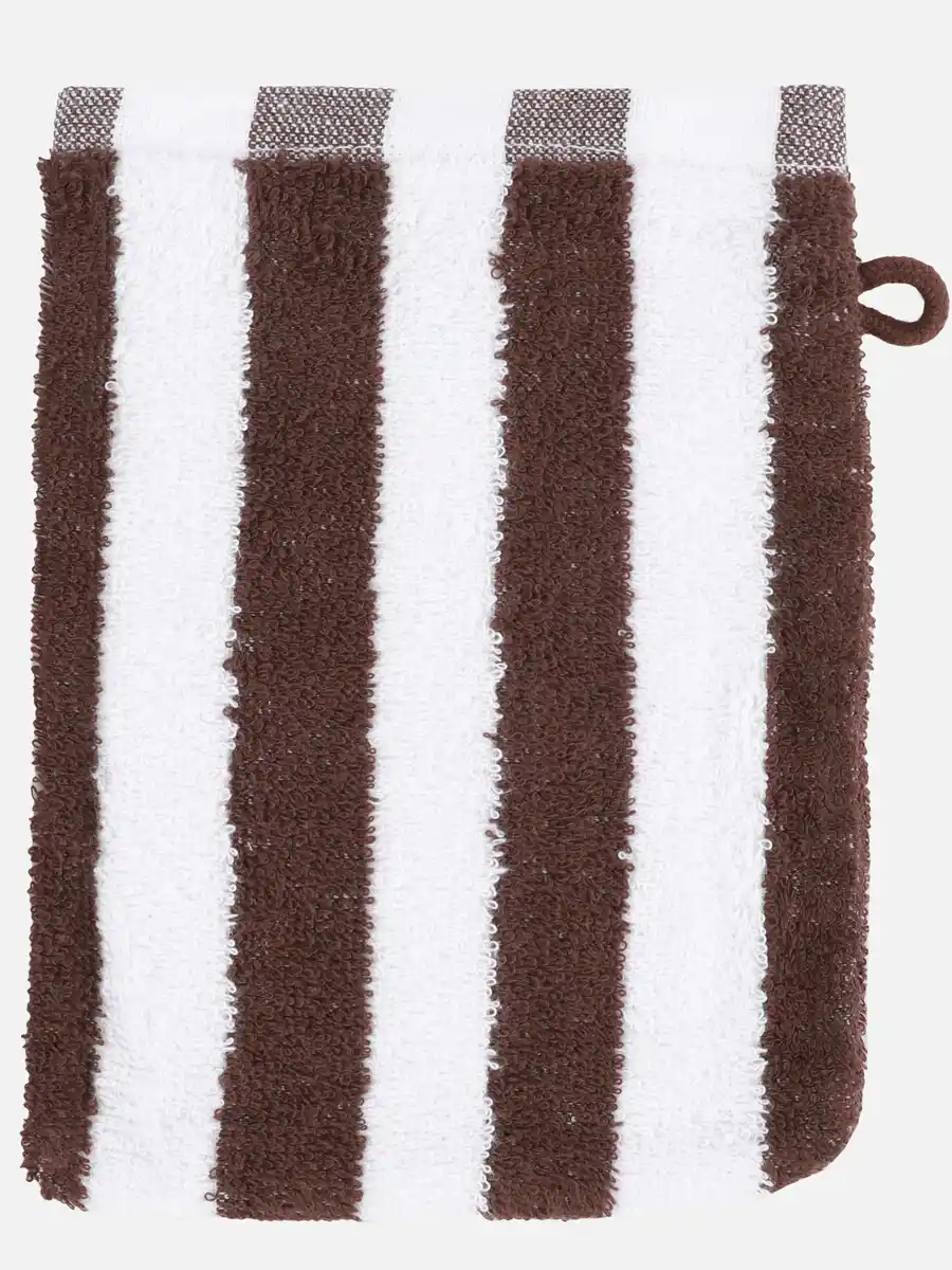 Bild 2 von Waschhandschuh gestreift, 16x21cm Braun