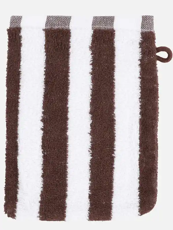 Bild 2 von Waschhandschuh gestreift, 16x21cm Braun