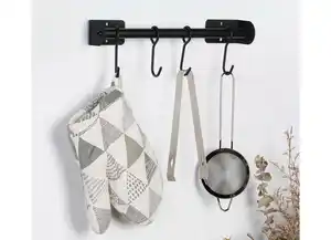 Edelstahl-Wandgarderobe 30cm Schwarz